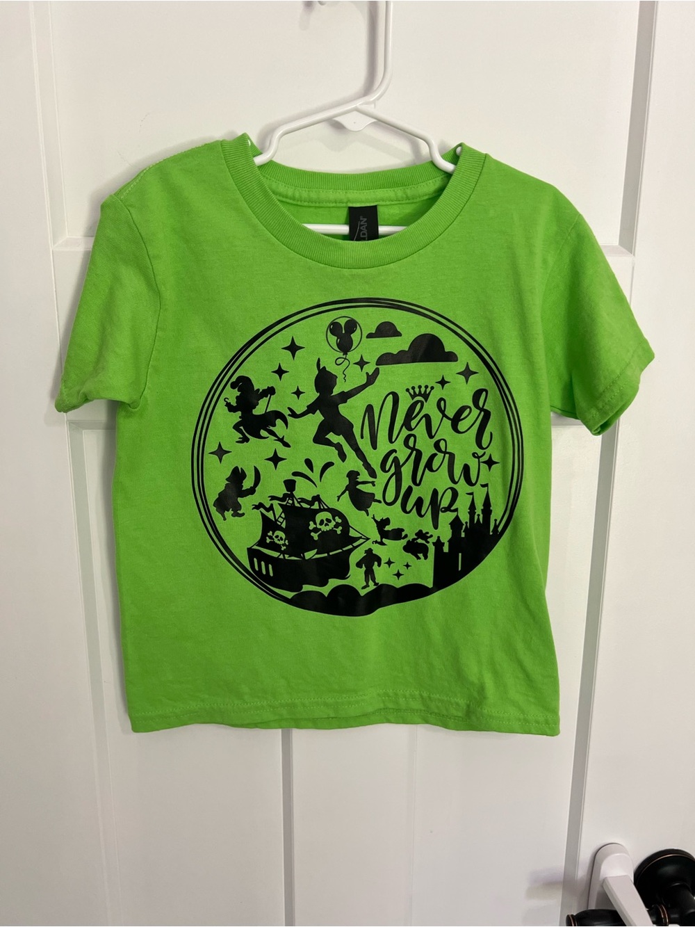 Peter Pan Never Grow Up Green Kids Graphic Tee